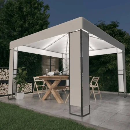 Cenador con doble techo y tira de luces LED blanco 3x3 m by , Tents and gazebos - Ref: Foro24-3070302, Price: 232,05 €, Disco...