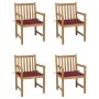 Sillas de jardín 4 uds madera de teca con cojines rojo tinto de , Sillas de jardín - Ref: Foro24-3073013, Precio: 580,75 €, D...