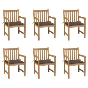 Sillas de jardín 6 uds madera maciza de teca cojines gris taupé by , Garden chairs - Ref: Foro24-3073039, Price: 953,20 €, Di...