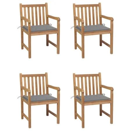 Sillas de jardín 4 uds madera maciza de teca con cojines grises von , Gartenstühle - Ref: Foro24-3073005, Preis: 623,16 €, Ra...