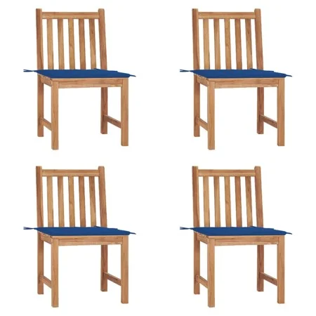 Sillas de jardín 4 unidades madera maciza de teca con cojines de , Sillas de jardín - Ref: Foro24-3073098, Precio: 451,63 €, ...