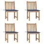 Sillas de jardín 4 unidades madera maciza de teca con cojines de , Sillas de jardín - Ref: Foro24-3073098, Precio: 451,63 €, ...