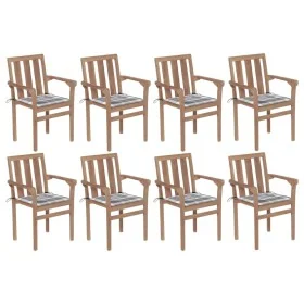 Sillas de jardín apilables 8 uds madera maciza teca con cojines von , Gartenstühle - Ref: Foro24-3073447, Preis: 1,00 €, Raba...