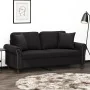 Sofá de 2 plazas con cojines terciopelo negro 140 cm by , Sofas - Ref: Foro24-3200950, Price: 239,58 €, Discount: %