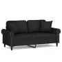 Sofá de 2 plazas con cojines terciopelo negro 140 cm by , Sofas - Ref: Foro24-3200950, Price: 239,58 €, Discount: %