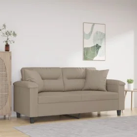 Sofá de 2 plazas con cojines tela microfibra gris taupe 140 cm by , Sofas - Ref: Foro24-3200971, Price: 279,86 €, Discount: %
