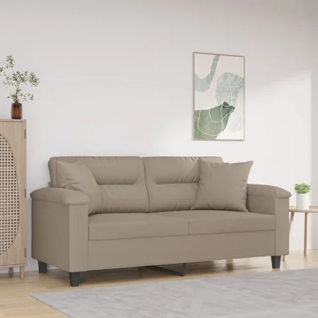 Sofá de 2 plazas con cojines tela microfibra gris taupe 140 cm by , Sofas - Ref: Foro24-3200971, Price: 279,86 €, Discount: %