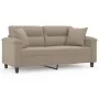 Sofá de 2 plazas con cojines tela microfibra gris taupe 140 cm by , Sofas - Ref: Foro24-3200971, Price: 279,86 €, Discount: %
