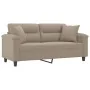 Sofá de 2 plazas con cojines tela microfibra gris taupe 140 cm by , Sofas - Ref: Foro24-3200971, Price: 279,86 €, Discount: %