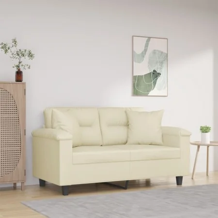 Sofá de 2 plazas con cojines cuero sintético color crema 120 cm von , Sofas - Ref: Foro24-3200984, Preis: 222,95 €, Rabatt: %