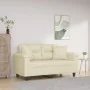 Sofá de 2 plazas con cojines cuero sintético color crema 120 cm von , Sofas - Ref: Foro24-3200984, Preis: 222,95 €, Rabatt: %