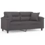 Sofá de 2 plazas con cojines cuero sintético gris 140 cm by , Sofas - Ref: Foro24-3200990, Price: 252,72 €, Discount: %