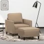 Sillón con taburete cuero sintético color capuchino 60 cm by , Sofas - Ref: Foro24-3201121, Price: 174,03 €, Discount: %