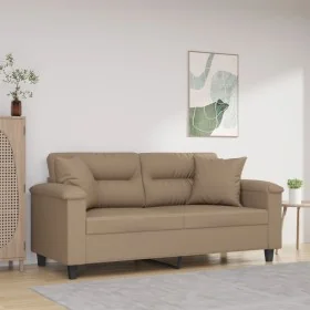Sofá de 2 plazas con cojines cuero sintético capuchino 140 cm by , Sofas - Ref: Foro24-3200992, Price: 246,43 €, Discount: %