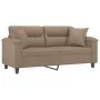 Sofá de 2 plazas con cojines cuero sintético capuchino 140 cm de , Sofás - Ref: Foro24-3200992, Precio: 246,44 €, Descuento: %