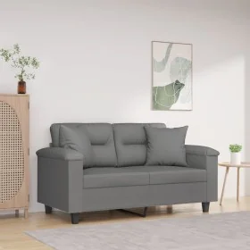 Sofá de 2 plazas con cojines tela microfibra gris oscuro 120 cm by , Sofas - Ref: Foro24-3200967, Price: 257,60 €, Discount: %