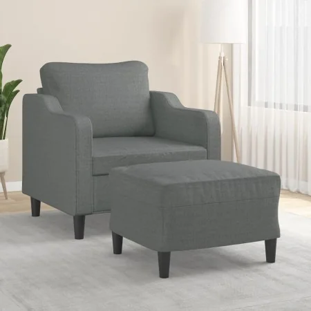 Sillón con taburete tela gris oscuro 60 cm de , Sofás - Ref: Foro24-3201128, Precio: 220,26 €, Descuento: %