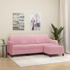 Sofá de 3 plazas con taburete de terciopelo rosa180 cm von , Sofas - Ref: Foro24-3201177, Preis: 349,71 €, Rabatt: %