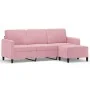 Sofá de 3 plazas con taburete de terciopelo rosa180 cm by , Sofas - Ref: Foro24-3201177, Price: 349,71 €, Discount: %