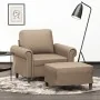 Sillón con taburete cuero sintético color capuchino 60 cm von , Sofas - Ref: Foro24-3201204, Preis: 200,28 €, Rabatt: %