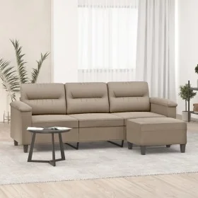 Sofá de 3 plazas y taburete tela microfibra gris taupe 180 cm by , Sofas - Ref: Foro24-3201231, Price: 398,86 €, Discount: %