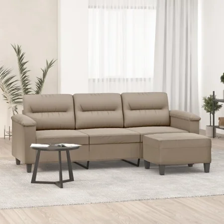 Sofá de 3 plazas y taburete tela microfibra gris taupe 180 cm von , Sofas - Ref: Foro24-3201231, Preis: 398,86 €, Rabatt: %