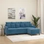 Sofá de 3 plazas con taburete de terciopelo azul 180 cm by , Sofas - Ref: Foro24-3201116, Price: 337,97 €, Discount: %