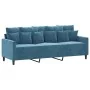 Sofá de 3 plazas con taburete de terciopelo azul 180 cm by , Sofas - Ref: Foro24-3201116, Price: 337,97 €, Discount: %