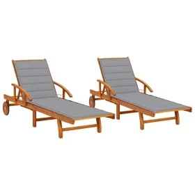 Tumbonas con cojines 2 unidades madera maciza de acacia by , Loungers - Ref: Foro24-3077331, Price: 452,93 €, Discount: %