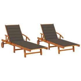 Tumbonas con cojines 2 unidades madera maciza de acacia by , Loungers - Ref: Foro24-3077338, Price: 462,79 €, Discount: %