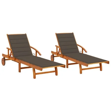 Tumbonas con cojines 2 unidades madera maciza de acacia by , Loungers - Ref: Foro24-3077338, Price: 462,80 €, Discount: %