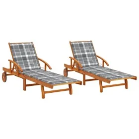 Tumbonas con cojines 2 unidades madera maciza de acacia by , Loungers - Ref: Foro24-3077344, Price: 425,62 €, Discount: %