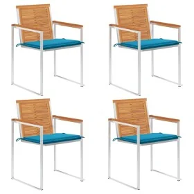 Sillas de jardín y cojines 4 unidades madera maciza de acacia by , Garden chairs - Ref: Foro24-3078474, Price: 493,99 €, Disc...