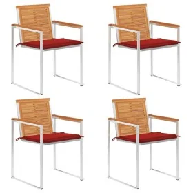 Sillas de jardín y cojines 4 unidades madera maciza de acacia by , Garden chairs - Ref: Foro24-3078476, Price: 508,26 €, Disc...