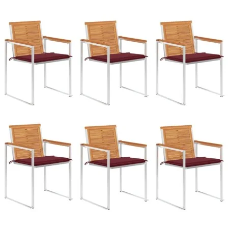 Sillas de jardín y cojines 6 unidades madera maciza de acacia by , Garden chairs - Ref: Foro24-3078506, Price: 734,01 €, Disc...