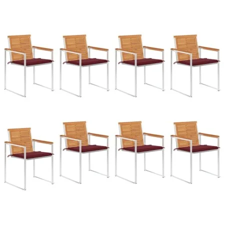 Sillas de jardín y cojines 8 unidades madera maciza de acacia by , Garden chairs - Ref: Foro24-3078533, Price: 984,21 €, Disc...