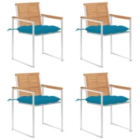Sillas de jardín 4 unidades con cojines madera maciza teca von , Gartenstühle - Ref: Foro24-3078573, Preis: 537,74 €, Rabatt: %