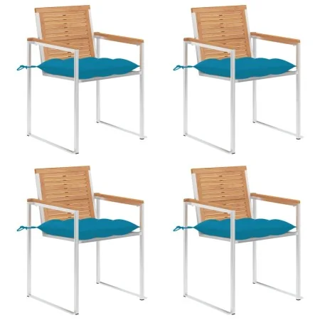 Sillas de jardín 4 unidades con cojines madera maciza teca by , Garden chairs - Ref: Foro24-3078573, Price: 539,27 €, Discoun...