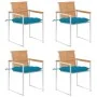 Sillas de jardín 4 unidades con cojines madera maciza teca by , Garden chairs - Ref: Foro24-3078573, Price: 539,27 €, Discoun...