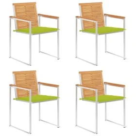 Sillas de jardín 4 unidades con cojines madera maciza teca by , Garden chairs - Ref: Foro24-3078565, Price: 539,45 €, Discoun...