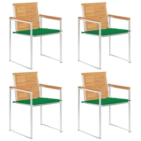 Sillas de jardín 4 unidades con cojines madera maciza teca von , Gartenstühle - Ref: Foro24-3078559, Preis: 539,70 €, Rabatt: %