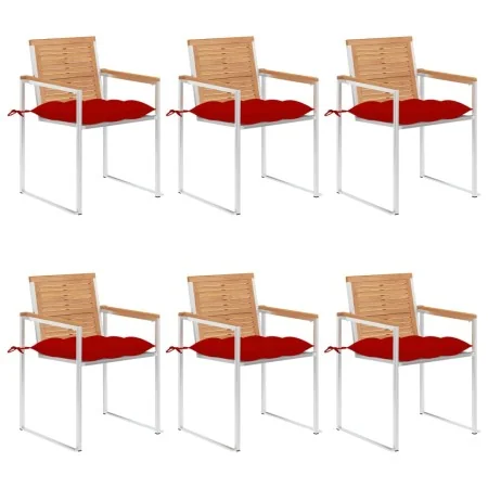 Sillas de jardín y cojines 6 unidades madera maciza de acacia by , Garden chairs - Ref: Foro24-3078602, Price: 828,61 €, Disc...