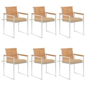 Sillas de jardín y cojines 6 unidades madera maciza de acacia by , Garden chairs - Ref: Foro24-3078599, Price: 816,85 €, Disc...