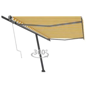 Toldo de pie automático amarillo y blanco 500x300 cm de , Toldos - Ref: Foro24-3069788, Precio: 574,83 €, Descuento: %