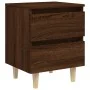 Mesita de noche patas de madera maciza roble ahumado 40x35x50cm de , Mesitas de noche - Ref: Foro24-813126, Precio: 43,31 €, ...