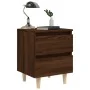 Mesita de noche patas de madera maciza roble ahumado 40x35x50cm de , Mesitas de noche - Ref: Foro24-813126, Precio: 43,31 €, ...