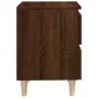 Mesita de noche patas de madera maciza roble ahumado 40x35x50cm de , Mesitas de noche - Ref: Foro24-813126, Precio: 43,31 €, ...