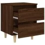 Mesita de noche patas de madera maciza roble ahumado 40x35x50cm de , Mesitas de noche - Ref: Foro24-813126, Precio: 43,31 €, ...