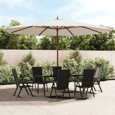 Sombrilla de jardín con poste de madera color arena 400x273 cm by , Umbrellas - Ref: Foro24-363175, Price: 129,47 €, Discount: %