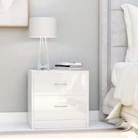 Mesita de noche madera contrachapada blanco brillo 40x30x40 cm by , Nightstands - Ref: Foro24-801047, Price: 59,22 €, Discoun...